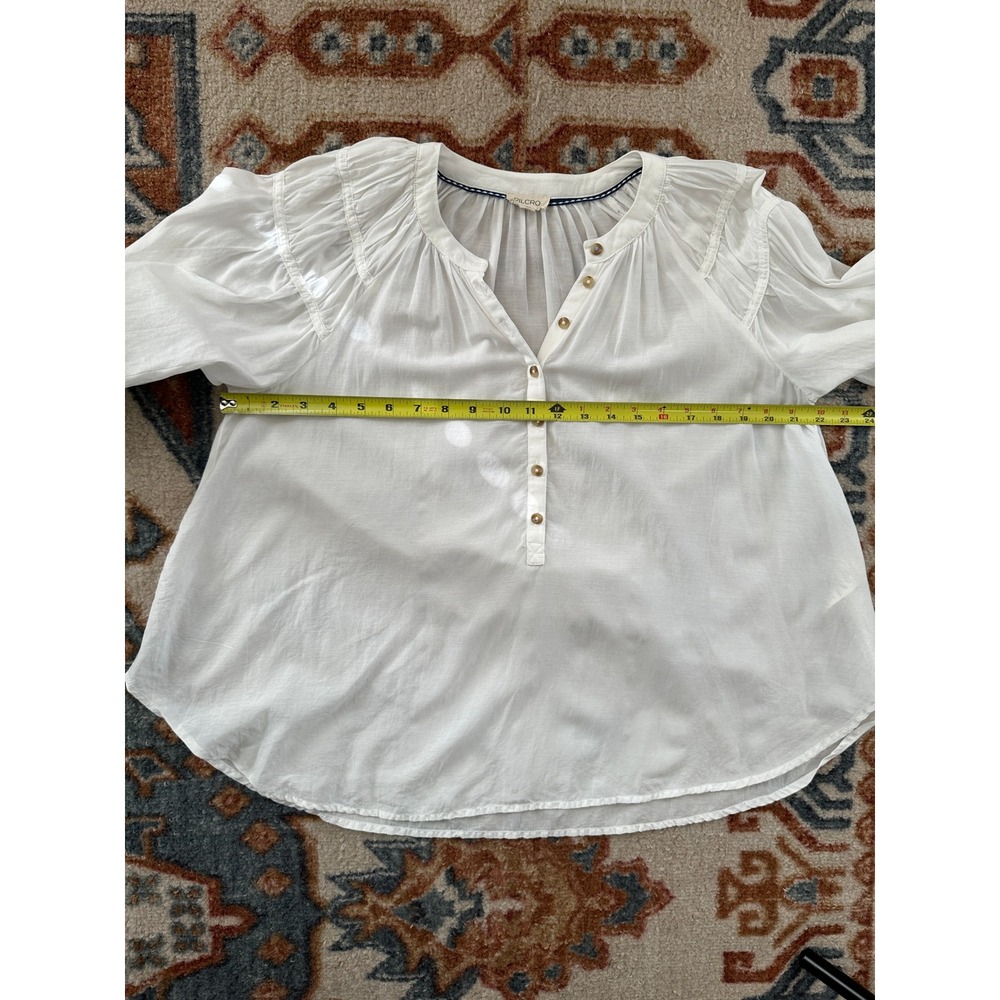 Pilcro Henley Blouse Womens XSP White Long Sleeve Cotton Viscose Boho Top - Picture 4 of 9